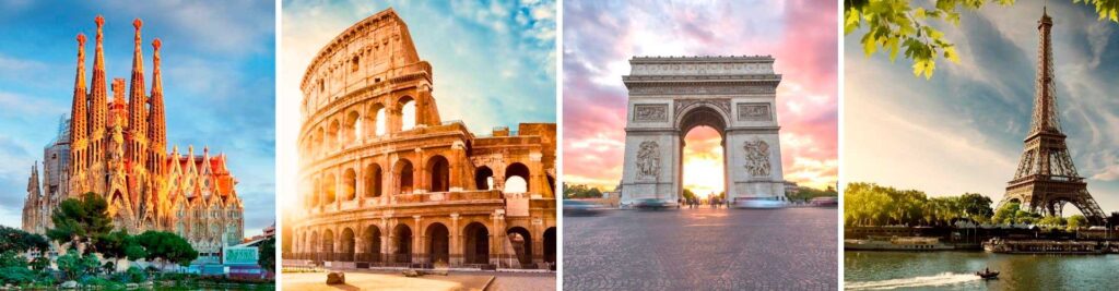 Tours a Europa desde Barcelona para visitar la Costa Azul, Ruma, Paris y los castillos del Loira. Viajes a Europa con guía en español.