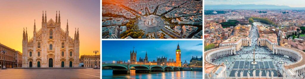 Paquetes a Italia, Francia, Suiza e Inglaterra