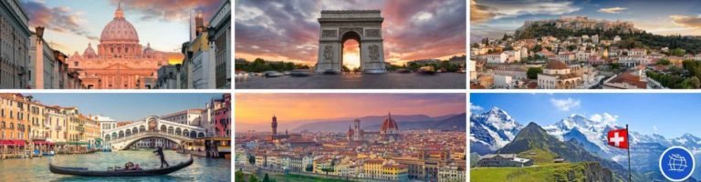 Viaje a Europa desde Atenas Grecia. Paquetes a Italia, Suiza y Francia hasta Paris