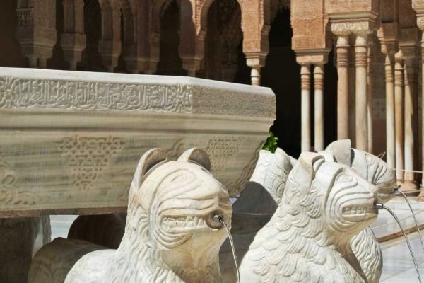 Visit the Patio de los Leones Lions Court of the Alhambra Granada in Spain